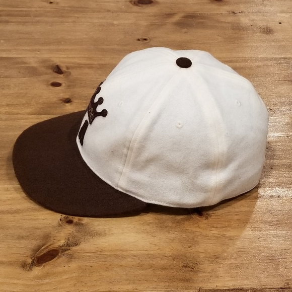 LA Monarchs Hat Size 7 3/8 Ebbets Field Flannels Wool MAde USA Hockey WHL White - Picture 2 of 9